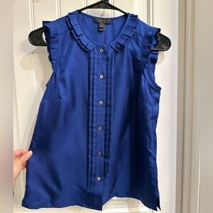 J. Crew Royal Blue Ruffle Sleeve Blouse